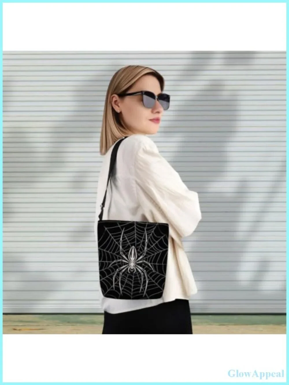 Spider Print Crossbody Bag Adjustable Strap Polyester